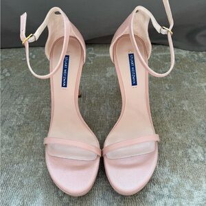 STUART WEITZMAN Size 11 Nudist Disco High Heel Sandal in Buff Blush Caviar